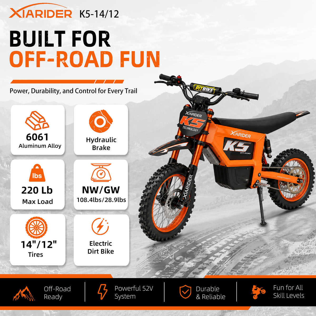 K2 Electric Dirt Bike 45MPH 3000W Off Road Dirt Bike