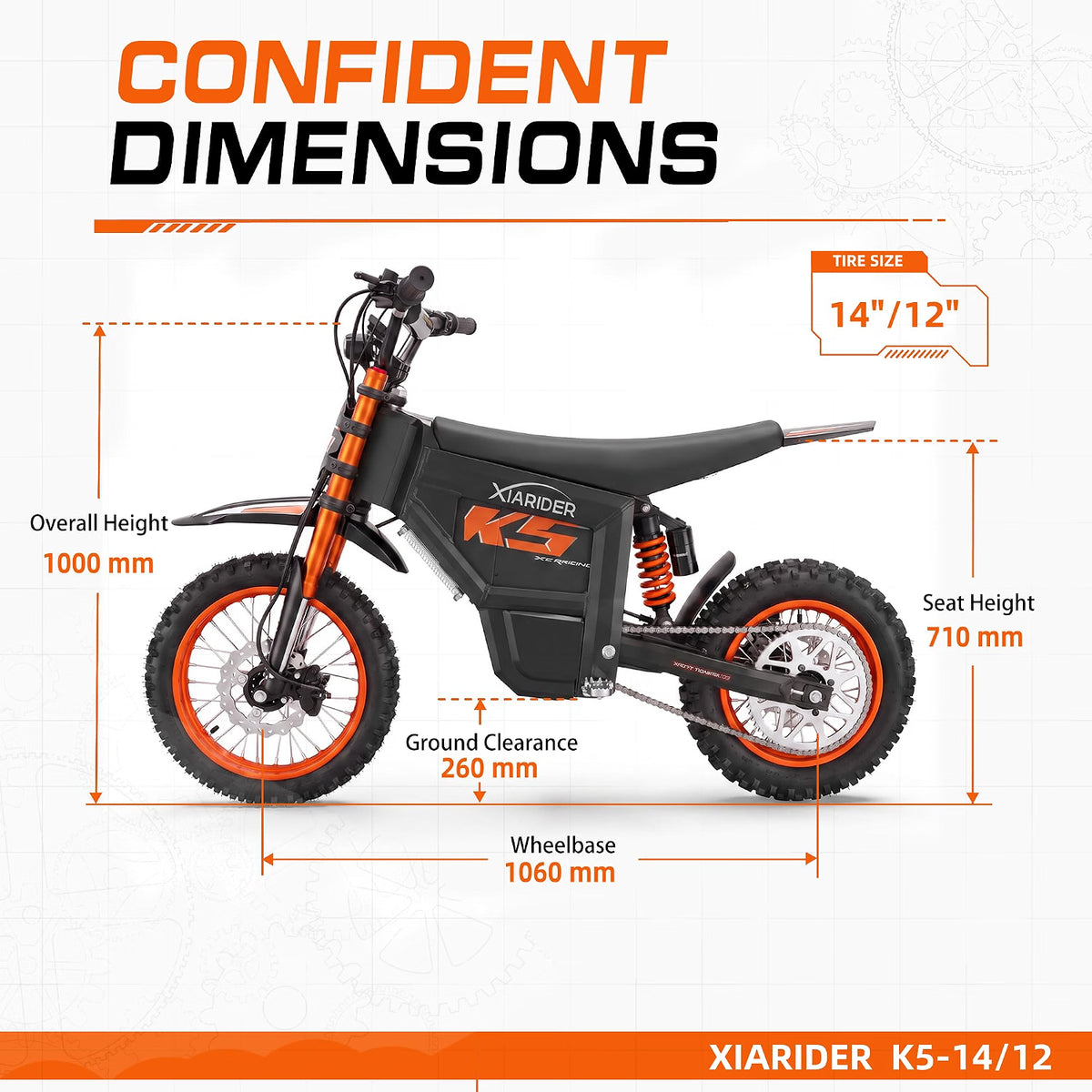 Electric Dirt Bike K5 45MPH 3000W Off Road Dirt Bike Black and Orange