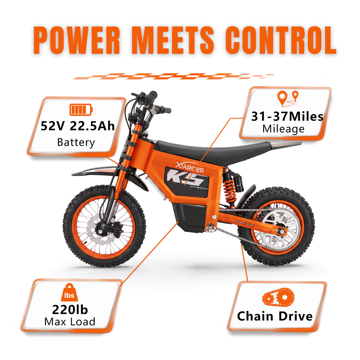 K2 Electric Dirt Bike 45MPH 3000W Off Road Dirt Bike